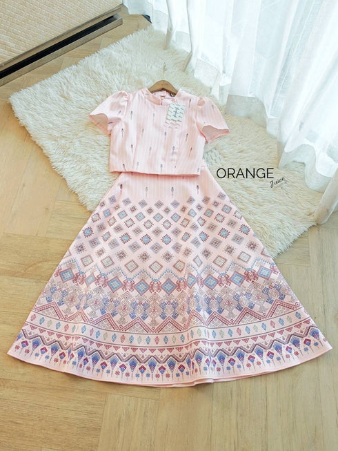 ORANGE JUICE Printed Tops With Long Skirts Sets